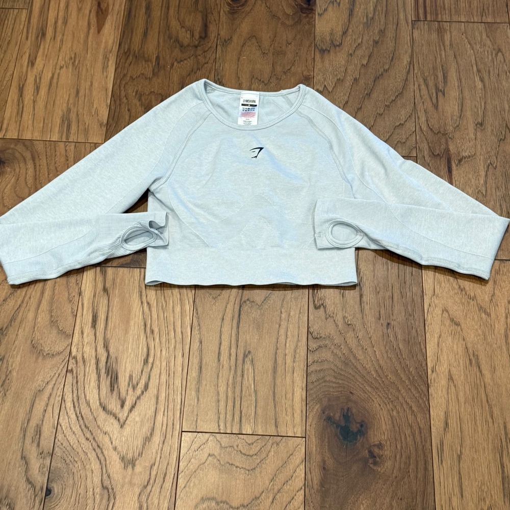 Gymshark Vital Seamless 2.0 Long Sleeve Crop Top Grey Marl B1A3L Womens Medium